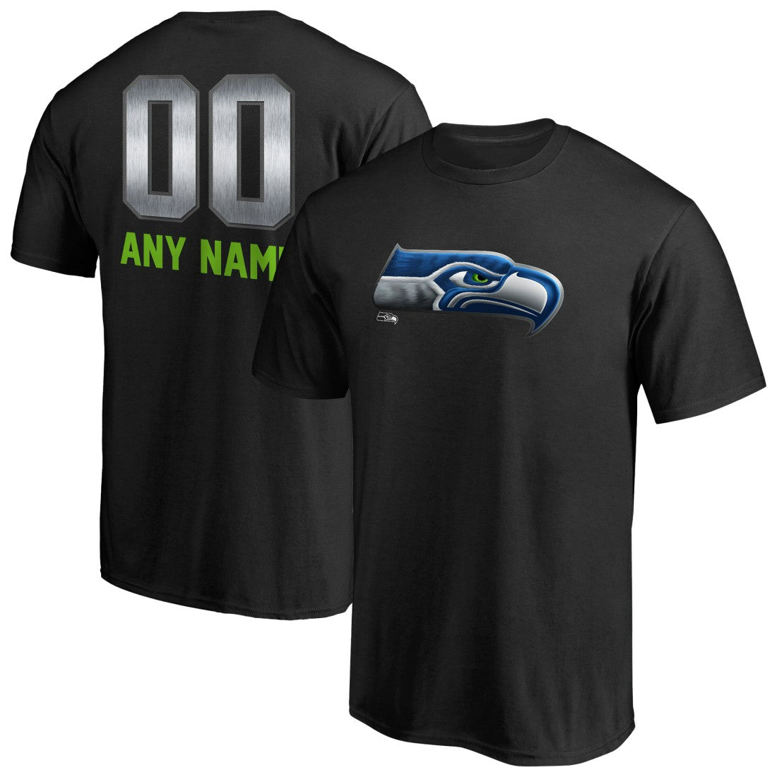 Seattle Seahawks Personalized Midnight Mascot T-Shirt - Black for sale