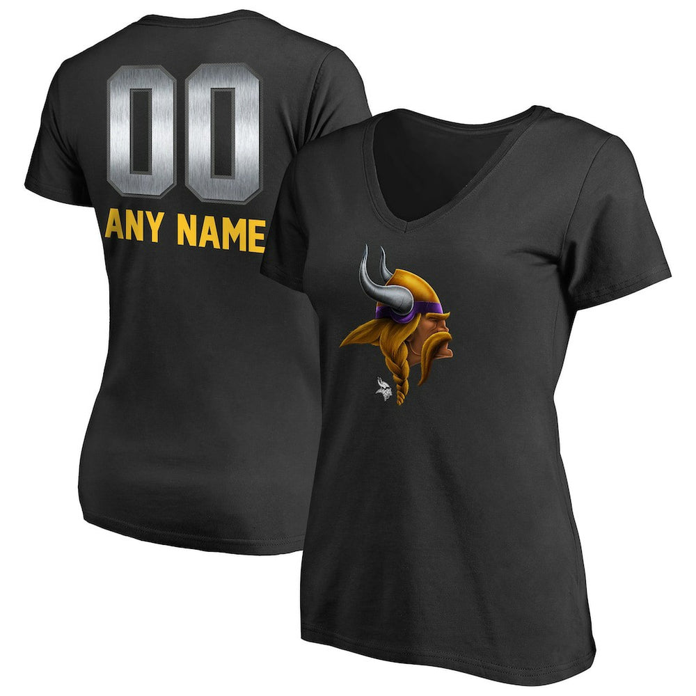 Minnesota Vikings Women's Personalized Midnight Mascot T-Shirt - Black sale