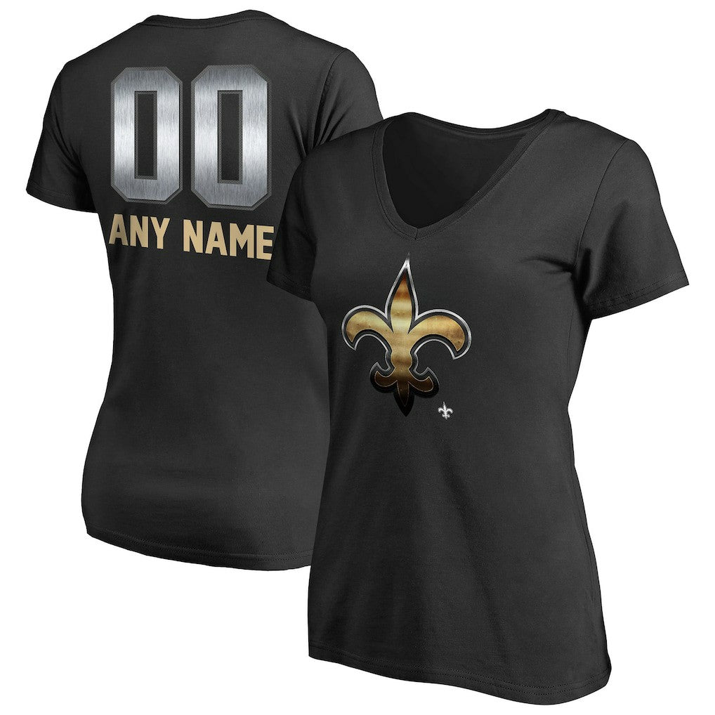 New Orleans Saints Women's Personalized Midnight Mascot T-Shirt - Black outlet