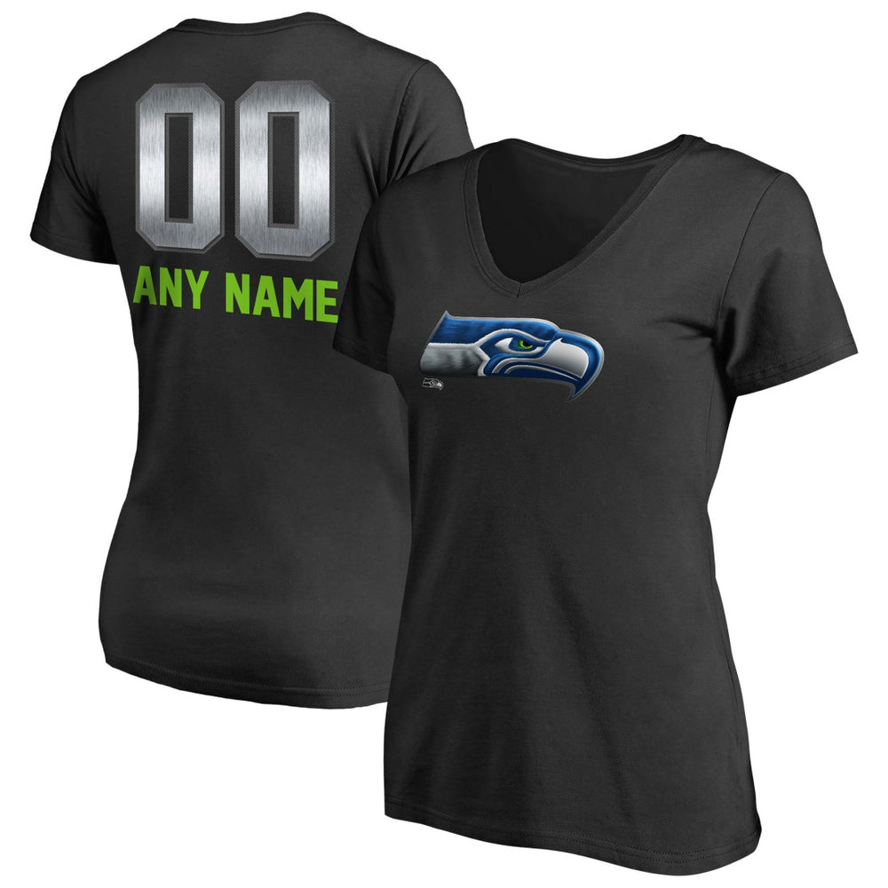 Seattle Seahawks Women's Personalized Midnight Mascot T-Shirt - Black sale