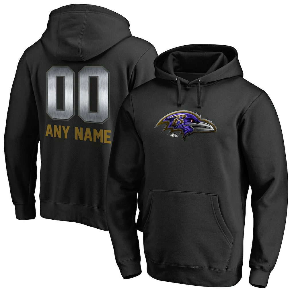 Baltimore Ravens Personalized Midnight Mascot Pullover Hoodie - Black on sale