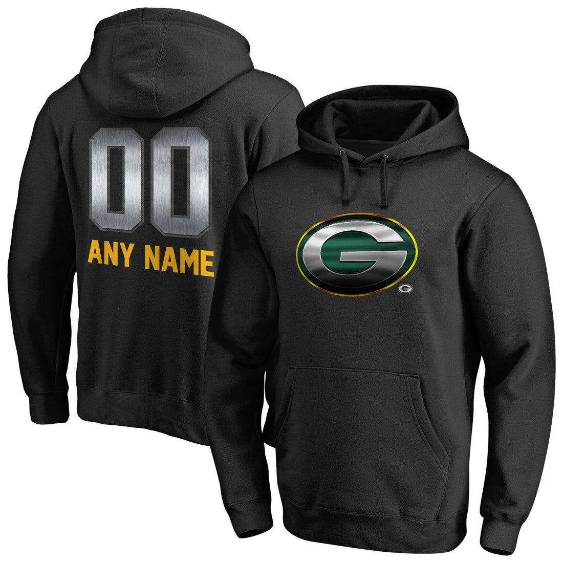 Green Bay Packers Personalized Midnight Mascot Pullover Hoodie - Black outlet