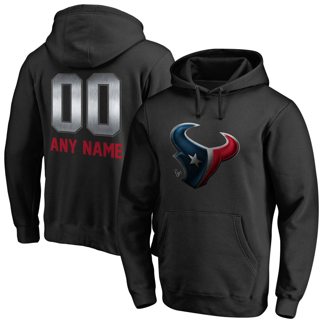 Houston Texans Personalized Midnight Mascot Pullover Hoodie - Black on sale