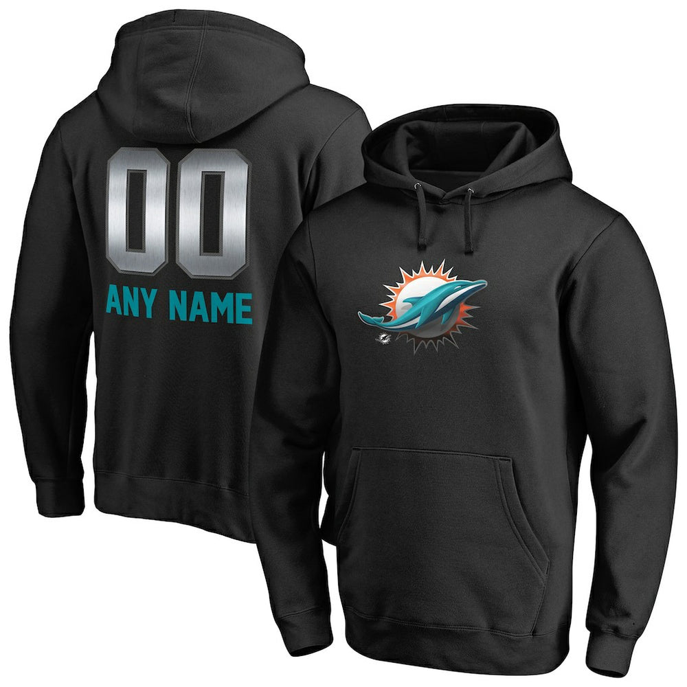 Miami Dolphins Personalized Midnight Mascot Pullover Hoodie - Black on sale