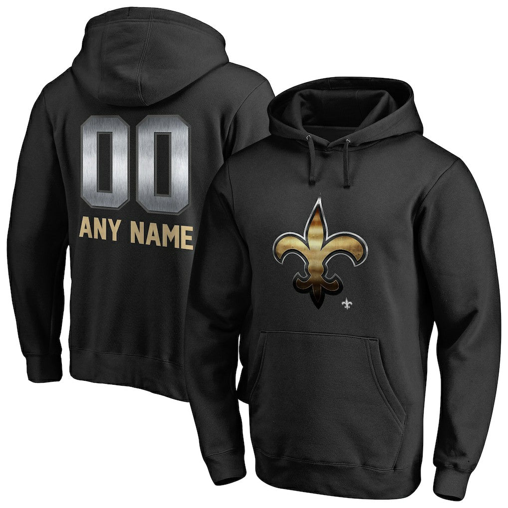 New Orleans Saints Personalized Midnight Mascot Pullover Hoodie - Black sale