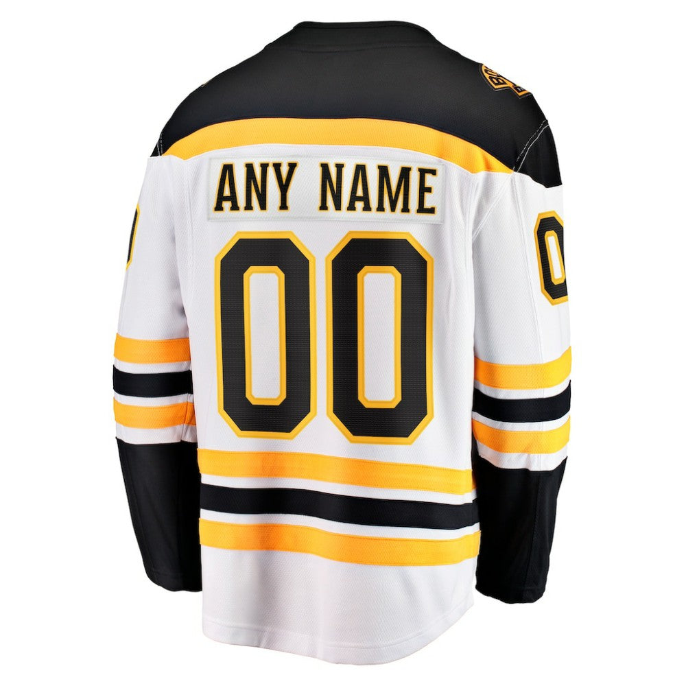 Boston Bruins Fanatics Away Breakaway Custom Jersey - White Jerseys