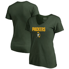 Green Bay Packers Women's Vintage Team Lockup V-Neck T-Shirt - Green outlet