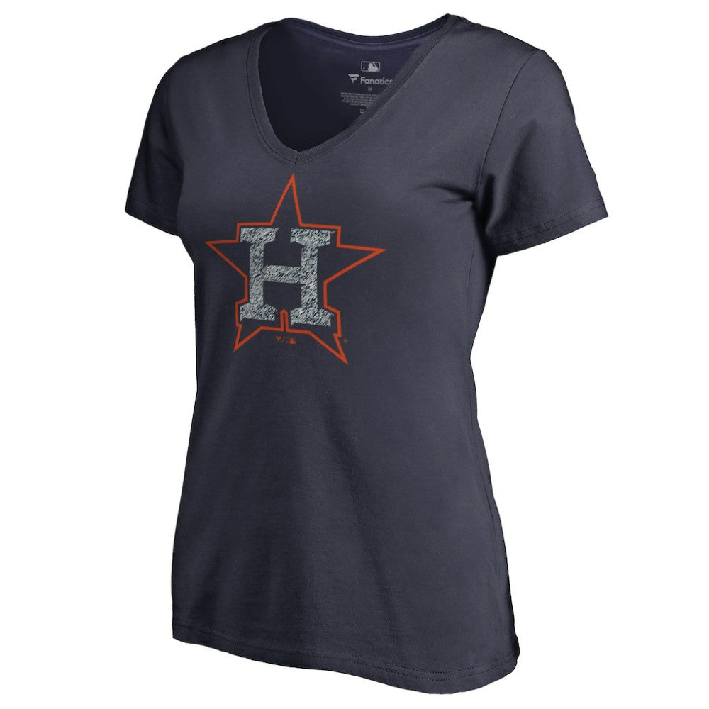 Houston Astros Women's Static Logo V-Neck T-Shirt Navy