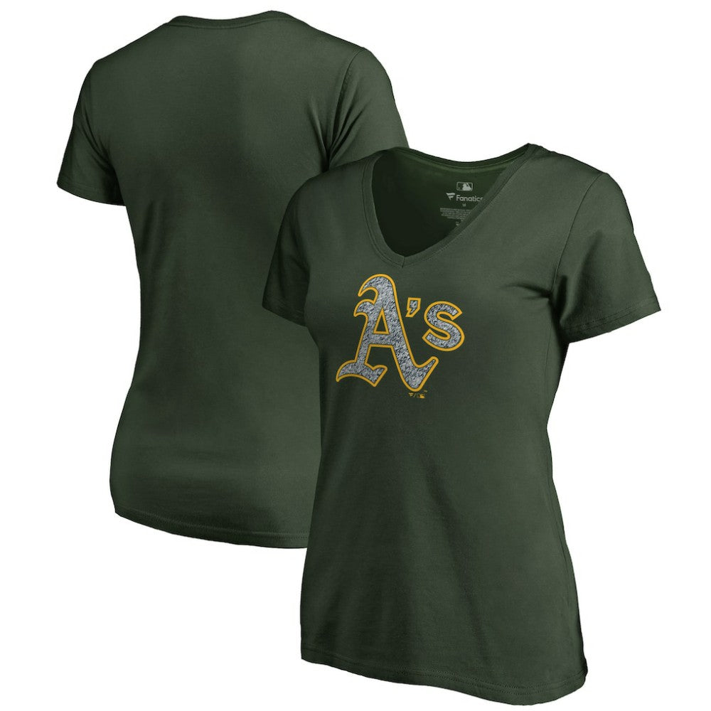 Athletics Women's Static Logo V-Neck T-Shirt Green