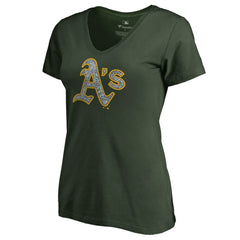 Athletics Women's Static Logo V-Neck T-Shirt Green