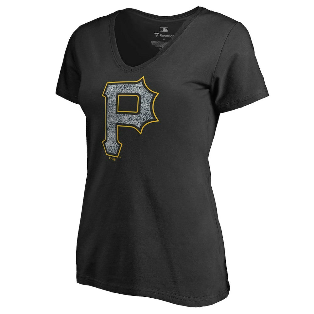Pittsburgh Pirates Women's Static Logo V-Neck T-Shirt Black