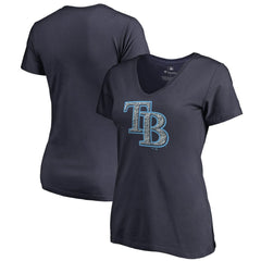 Tampa Bay Rays Women's Static Logo V-Neck T-Shirt Navy