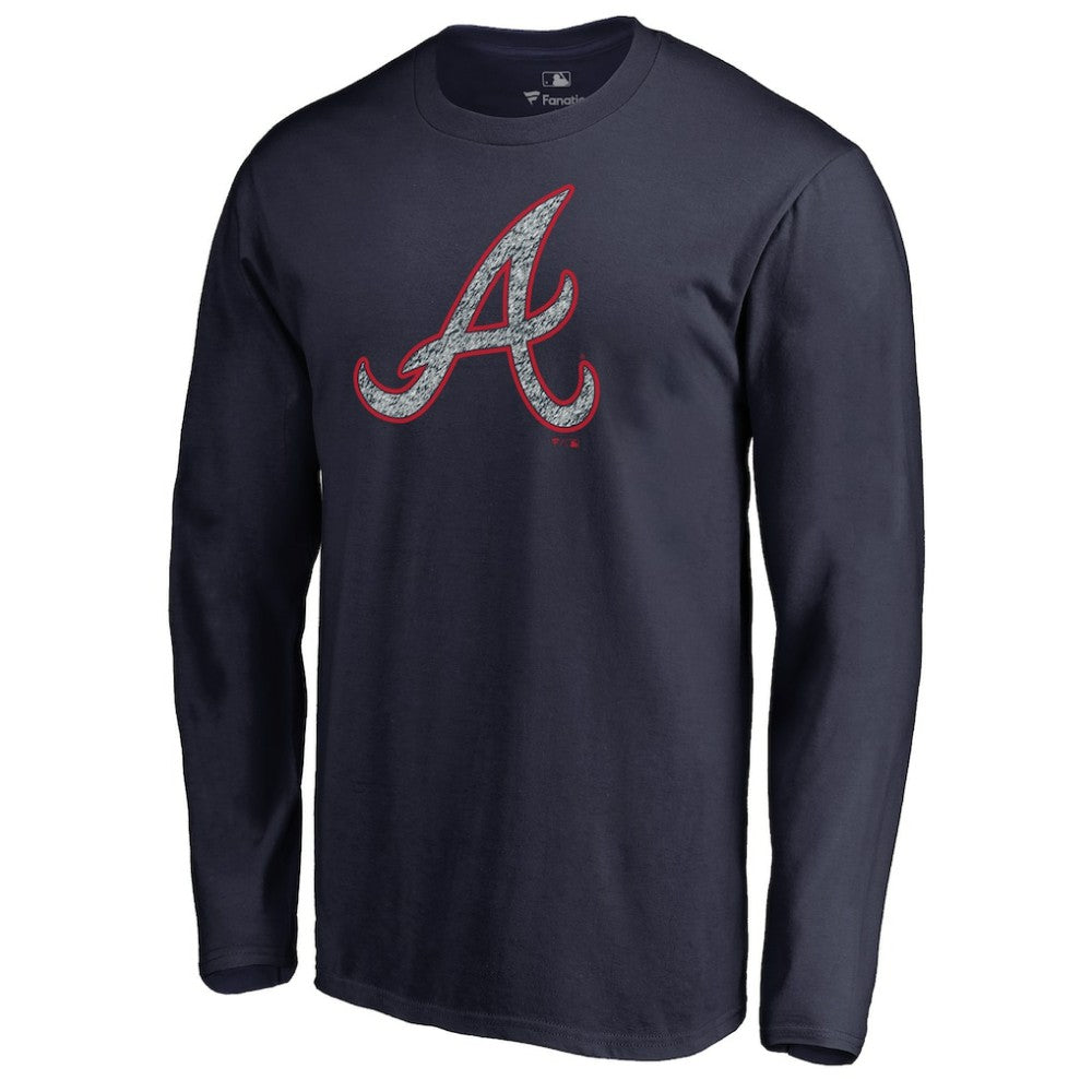 Atlanta Braves Static Logo Long Sleeve T-Shirt Navy