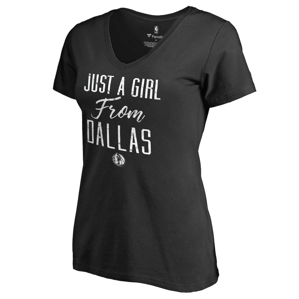 Dallas Mavericks Women's Just a Girl V-Neck T-Shirt sale - Black outlet