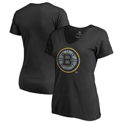 Boston Bruins Women's Static Logo V-Neck T-Shirt - Black T-shirts