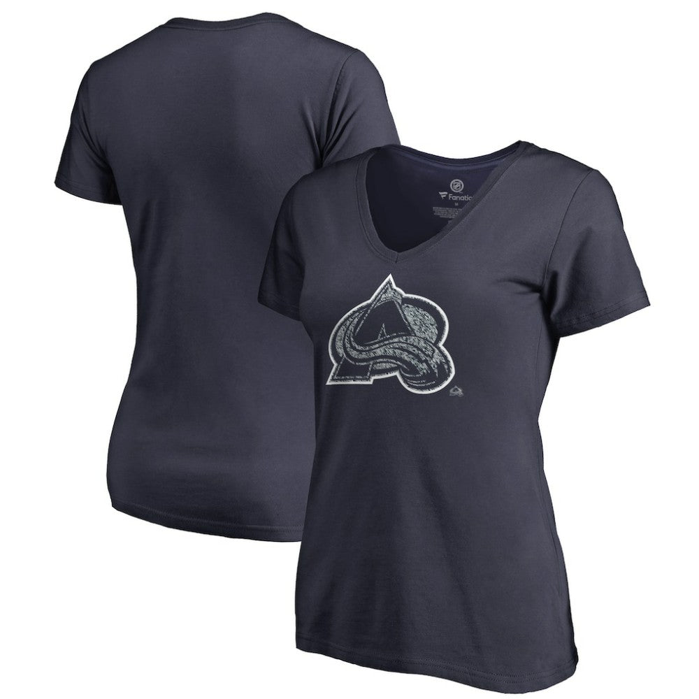 Colorado Avalanche Women's Static Logo V-Neck T-Shirt - Navy T-shirts