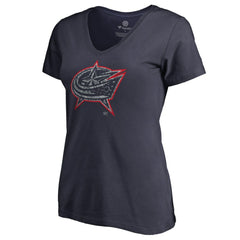 Columbus Blue Jackets Women's Static Logo V-Neck T-Shirt - Navy T-shirts