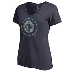 Winnipeg Jets Women's Static Logo V-Neck T-Shirt - Navy T-shirts