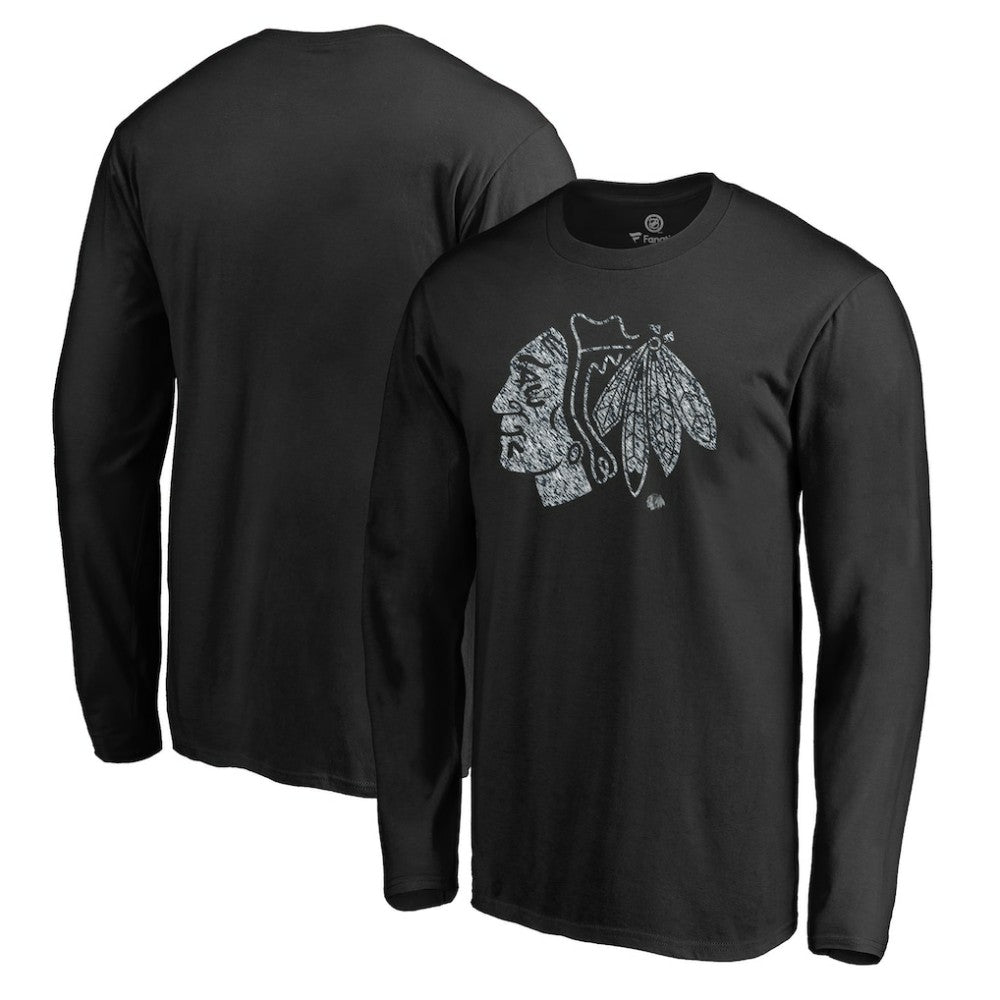 Chicago Blackhawks Static Logo Long Sleeve T-Shirt - Black T-shirts