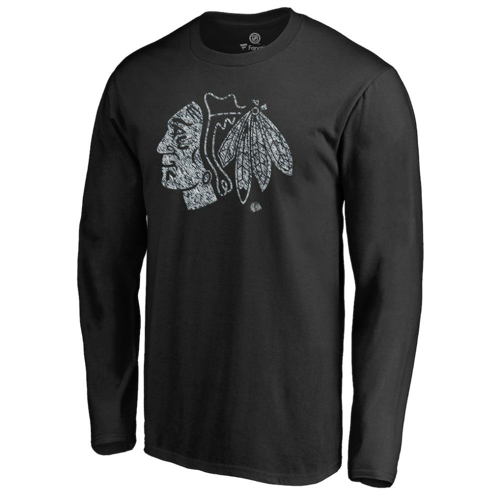 Chicago Blackhawks Static Logo Long Sleeve T-Shirt - Black T-shirts