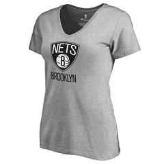 Brooklyn Nets Women's Primary Logo V-Neck T-Shirt - Ash shop