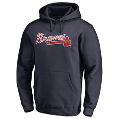 Atlanta Braves Official Wordmark Fitted Pullover Hoodie Navy