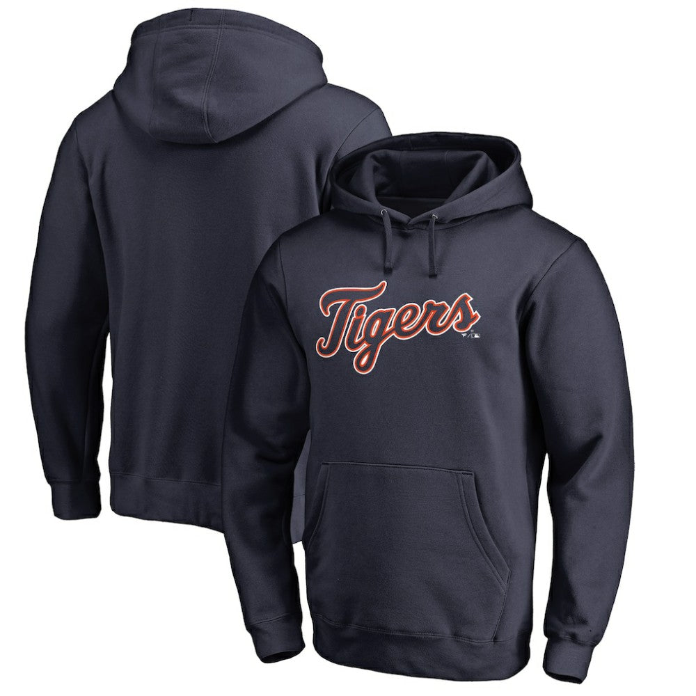 Detroit Tigers Official Wordmark Fitted Pullover Hoodie Navy