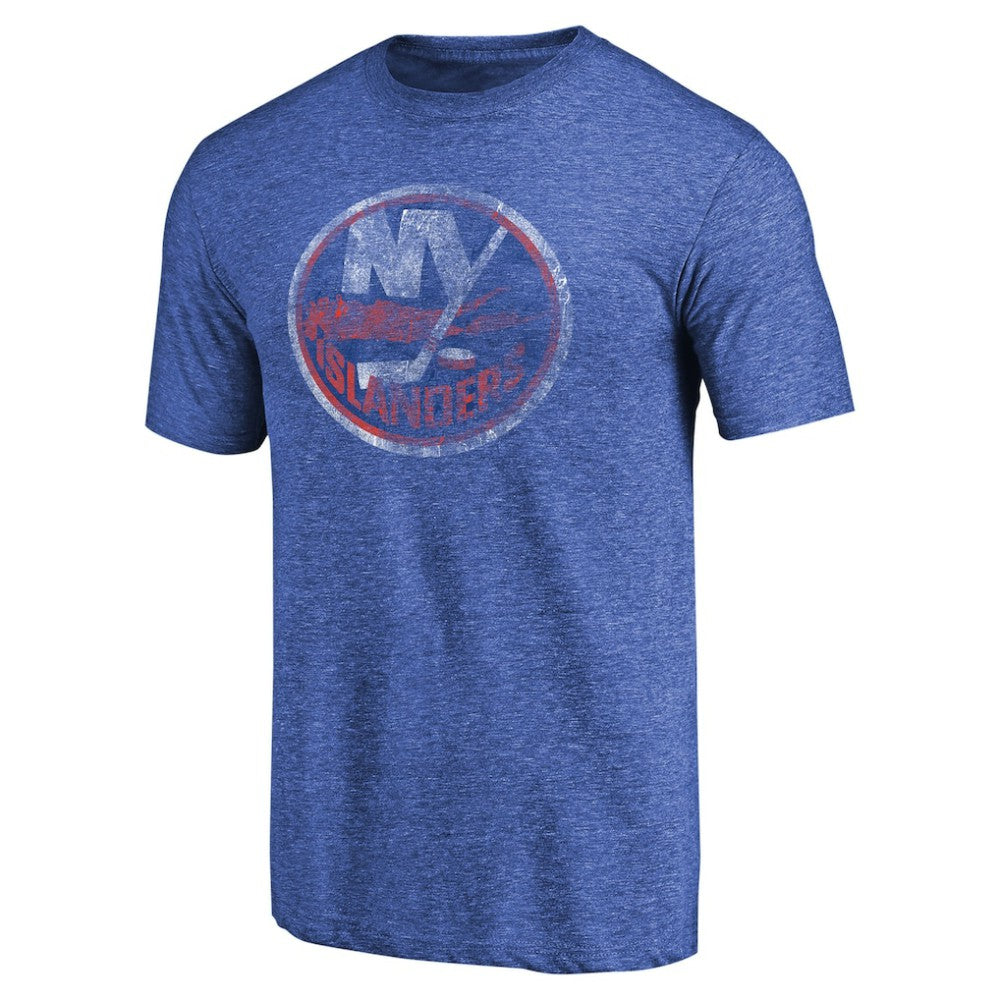New York Islanders Throwback Vintage Logo Tri-Blend T-Shirt - Royal T-shirts