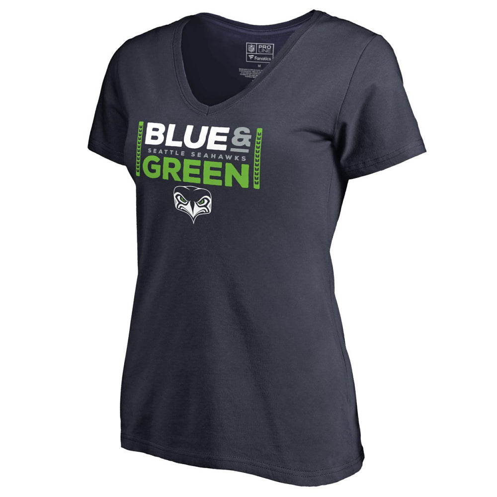 Seattle Seahawks Women's Alternate Team Logo V-Neck T-Shirt - Navy sale
