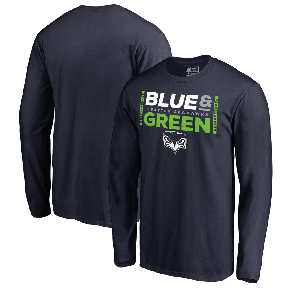 Seattle Seahawks Alternate Team Logo Gear Blue & Green Long Sleeve T-Shirt - College Navy outlet