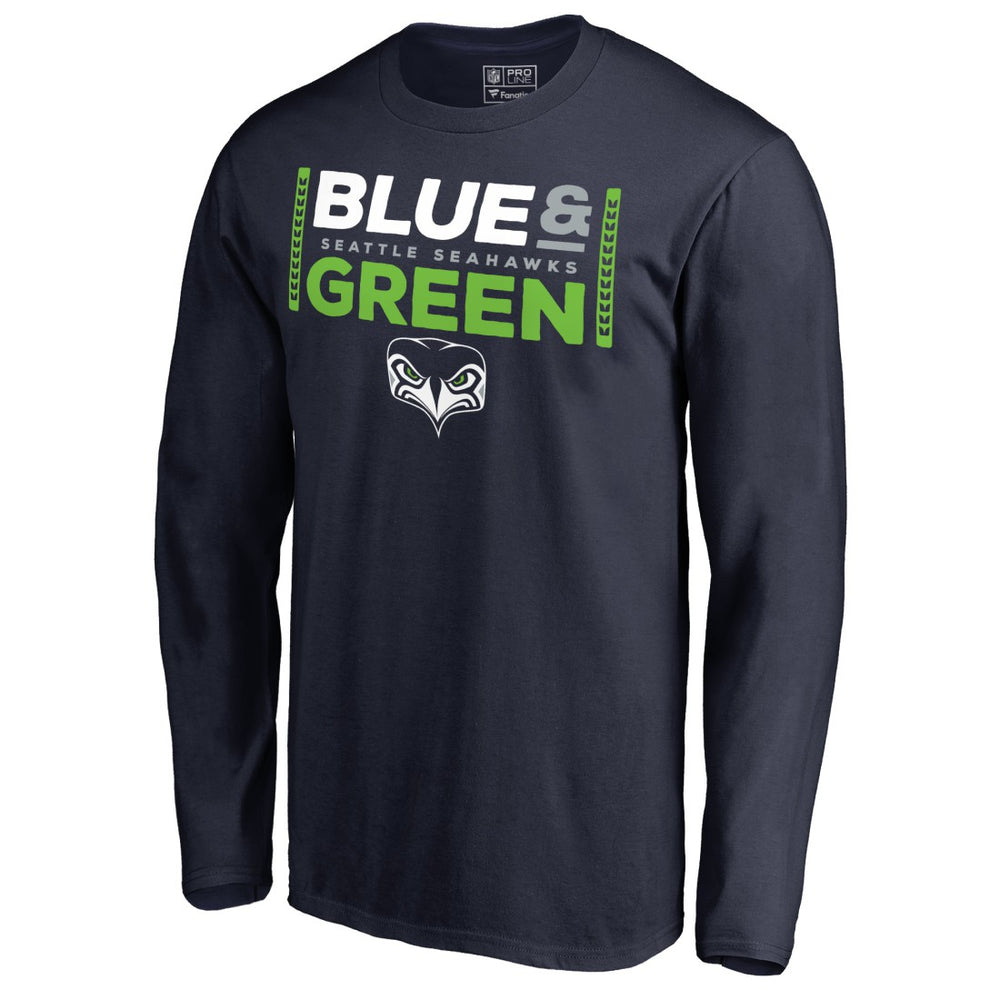 Seattle Seahawks Alternate Team Logo Gear Blue & Green Long Sleeve T-Shirt - College Navy outlet