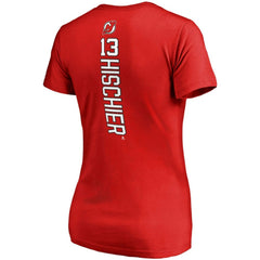 Nico Hischier New Jersey Devils Fanatics Women's Plus Size Backer Name & Number V-Neck T-Shirt - Red T-shirts