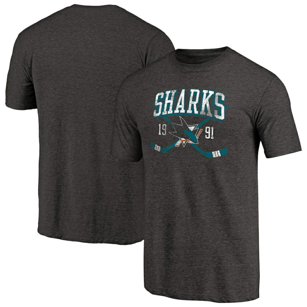 San Jose Sharks Vintage Collection Line Shift Tri-Blend T-Shirt - Black T-shirts