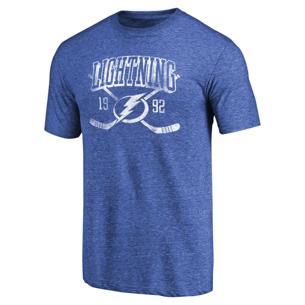 Tampa Bay Lightning Vintage Collection Line Shift Tri-Blend T-Shirt - Heathered Blue T-shirts