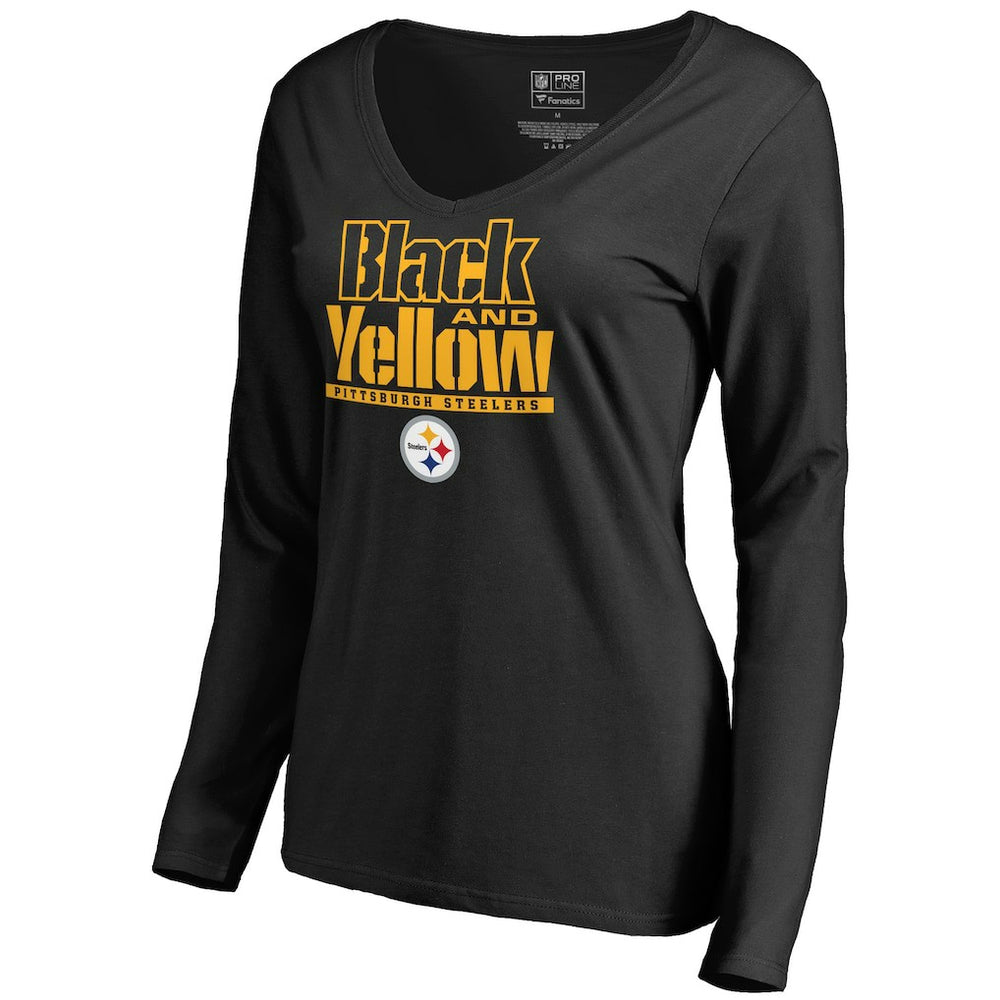 Pittsburgh Steelers Women's Hometown Collection Long Sleeve V-Neck T-Shirt - Black online