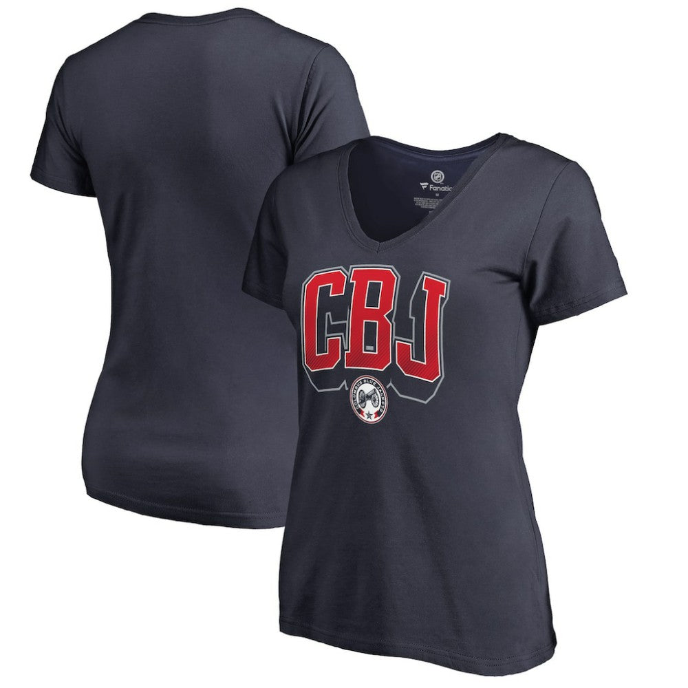 Columbus Blue Jackets Women's Fan Favorite Team Slogan V-Neck T-Shirt - Navy T-shirts