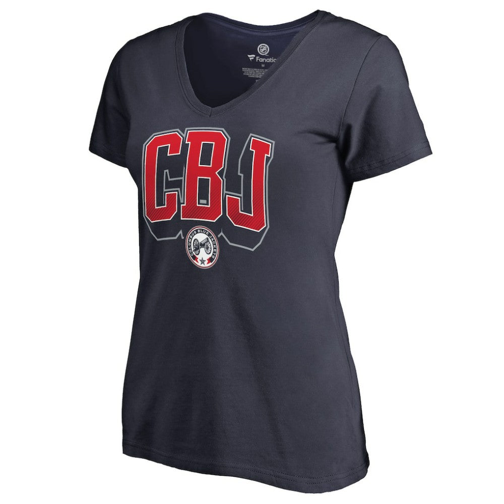 Columbus Blue Jackets Women's Fan Favorite Team Slogan V-Neck T-Shirt - Navy T-shirts