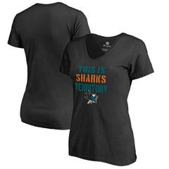 San Jose Sharks Women's Fan Favorite Team Slogan V-Neck T-Shirt - Black T-shirts