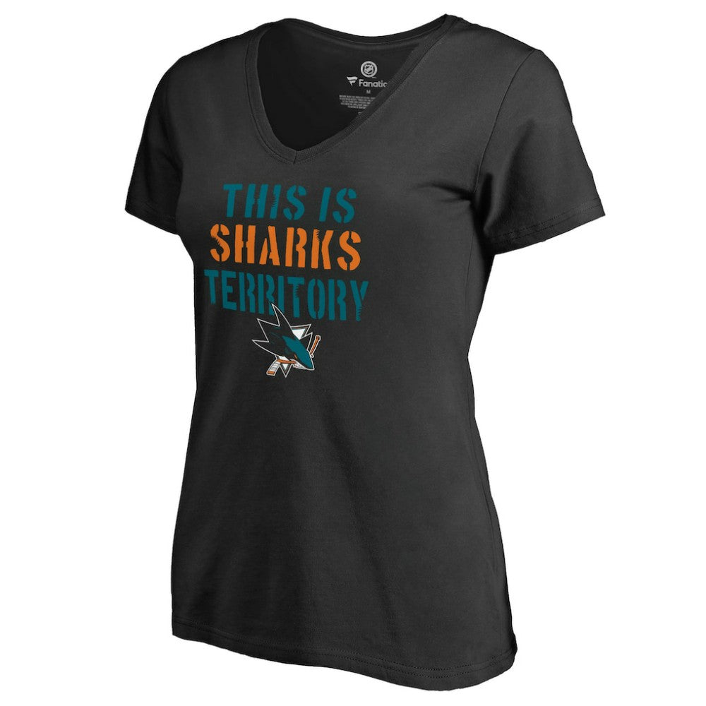 San Jose Sharks Women's Fan Favorite Team Slogan V-Neck T-Shirt - Black T-shirts