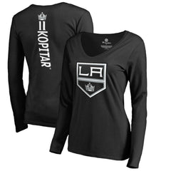 Anze Kopitar Los Angeles Kings Women's Backer Name & Number Slim Fit Long Sleeve V-Neck T-Shirt - Black T-shirts