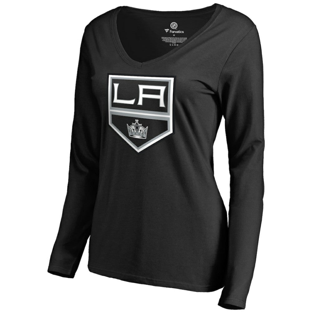 Anze Kopitar Los Angeles Kings Women's Backer Name & Number Slim Fit Long Sleeve V-Neck T-Shirt - Black T-shirts