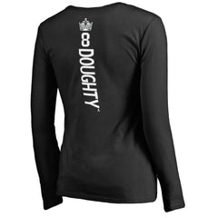 Drew Doughty Los Angeles Kings Women's Backer Name & Number Slim Fit Long Sleeve V-Neck T-Shirt - Black T-shirts