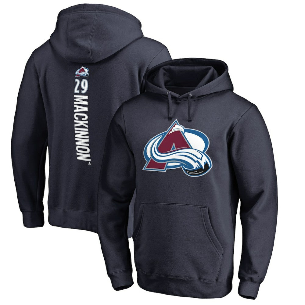 Nathan MacKinnon Colorado Avalanche Backer Name & Number Pullover Hoodie - Navy Hoodies