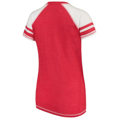 Washington Nationals Soft as a Grape Women's Color Block V-Neck T-Shirt Red