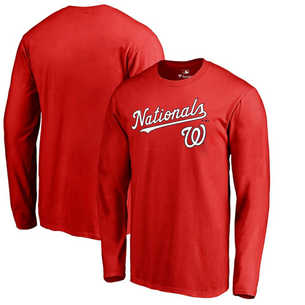 Washington Nationals Team Lockup Long Sleeve T-Shirt Red
