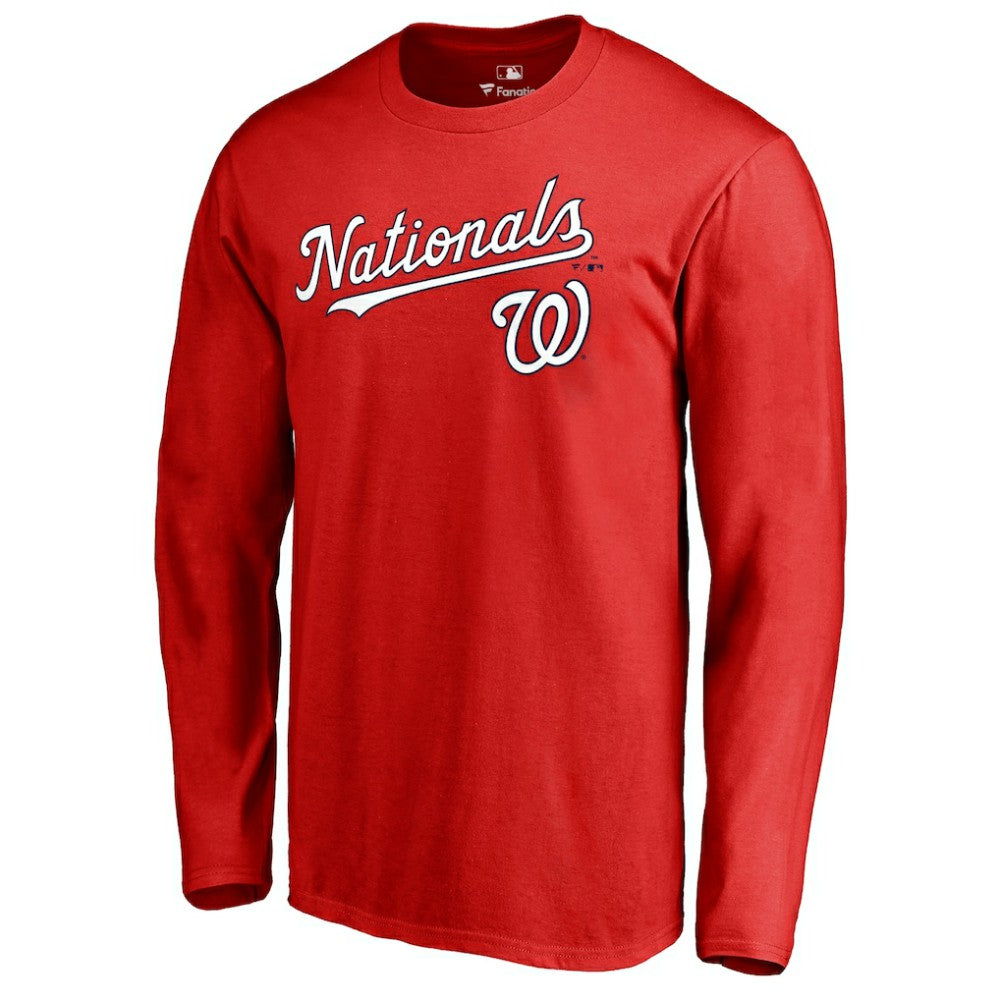 Washington Nationals Team Lockup Long Sleeve T-Shirt Red