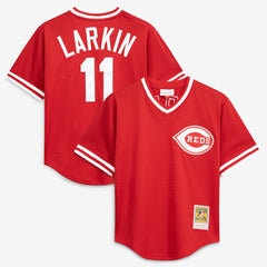 Barry Larkin Cincinnati Reds Authentic Batting Practice Jersey Red