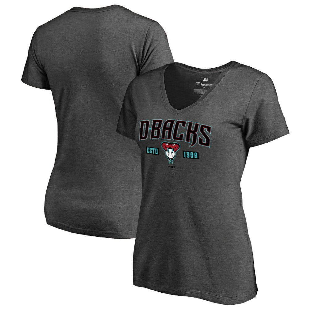 Arizona Diamondbacks Women's Hometown Collection Snakeskin V-Neck T-Shirt Heathered Gray