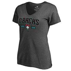 Arizona Diamondbacks Women's Hometown Collection Snakeskin V-Neck T-Shirt Heathered Gray