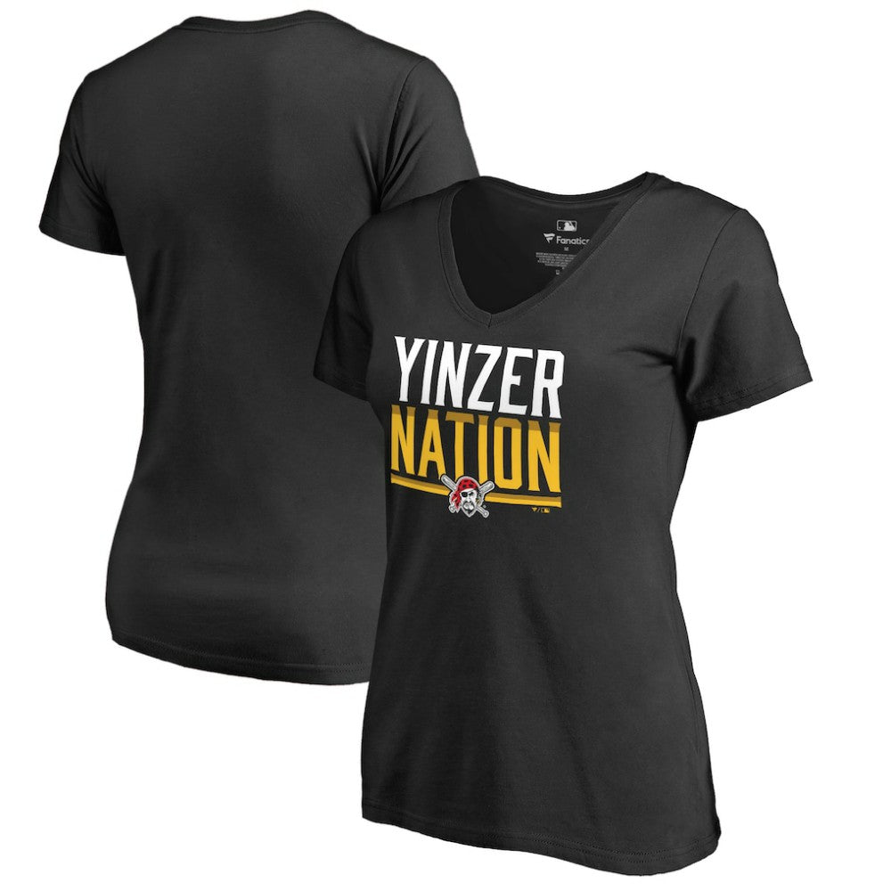 Pittsburgh Pirates Women's Hometown Collection Yinzer Nation V-Neck T-Shirt Black